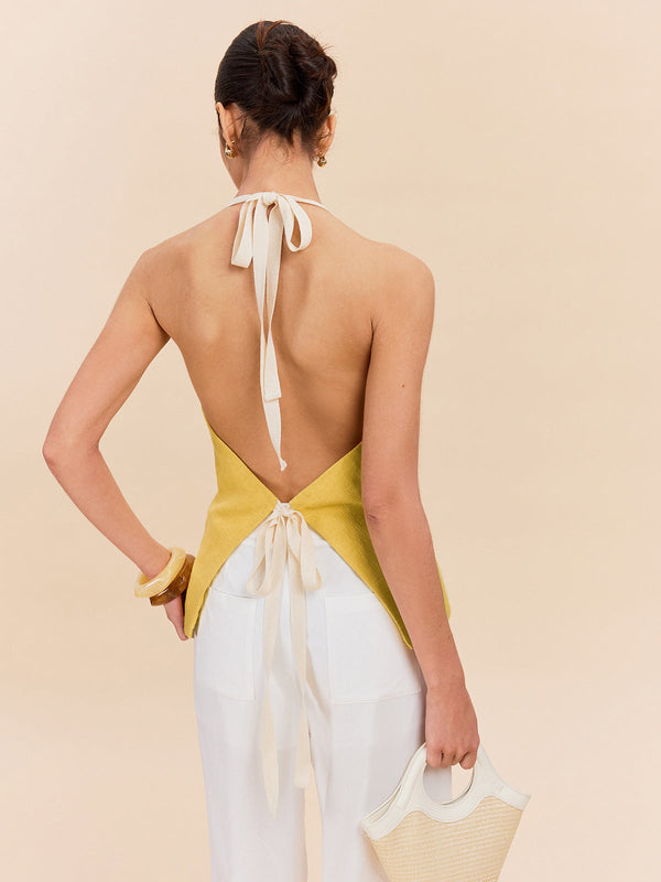 Pamuklu Ve Keten Askılı Üst (Dekoratif Cepli)