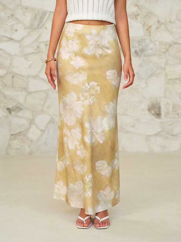 Çiçek Desenli Uzun Etek