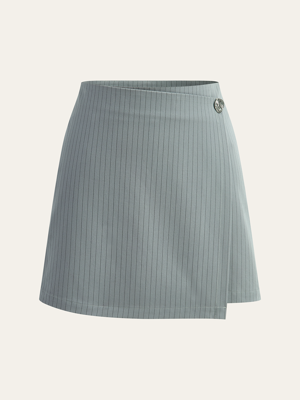 Çizgili Sarma Mini Etek