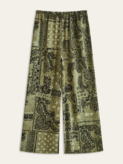 Paisley Desenli Geniş Paça Pantolon