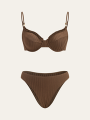 Fırfırlı Detaylı Kaburga Bikini Takımı