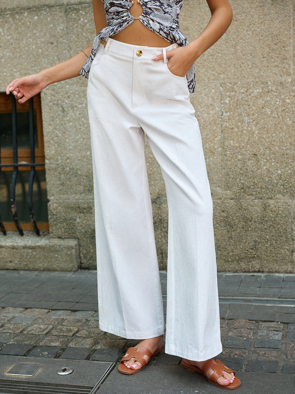 Metal Dekorlu Geniş Paça Pantolon