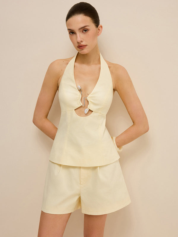 Halter Kesim Üst Ve Şort Takımı