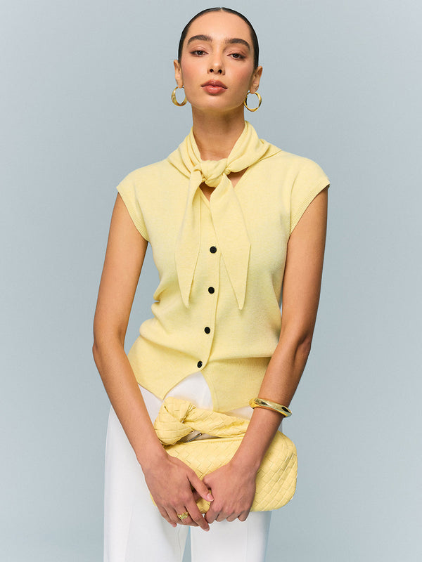 Dönüştürülebilir Stil Seçeneklerine Sahip Düğmeli Örgü Üst