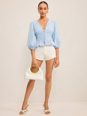 Puf Kollu V Yaka Peplum Bluz