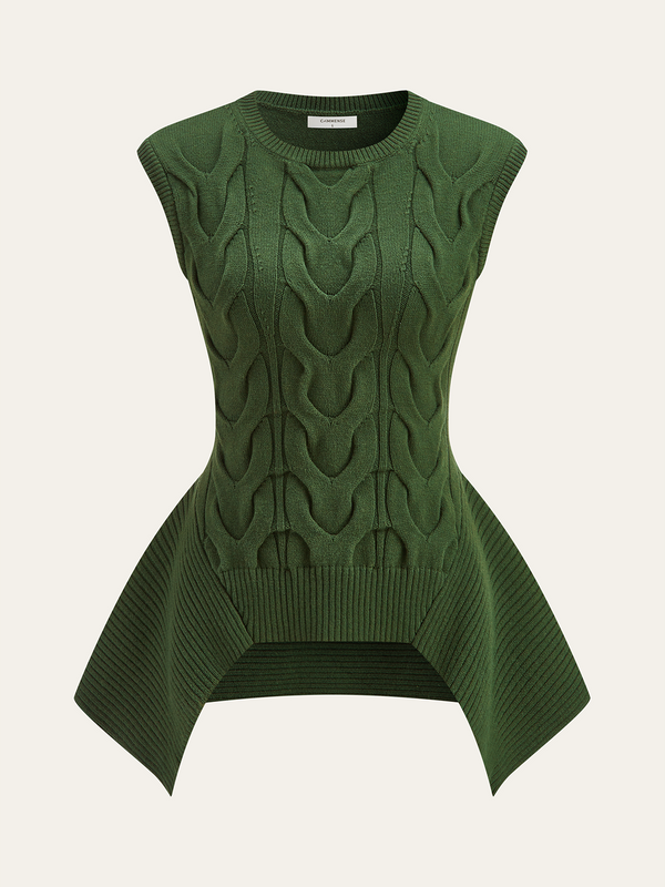 Kablo Örgü Peplum Kazak Yelek