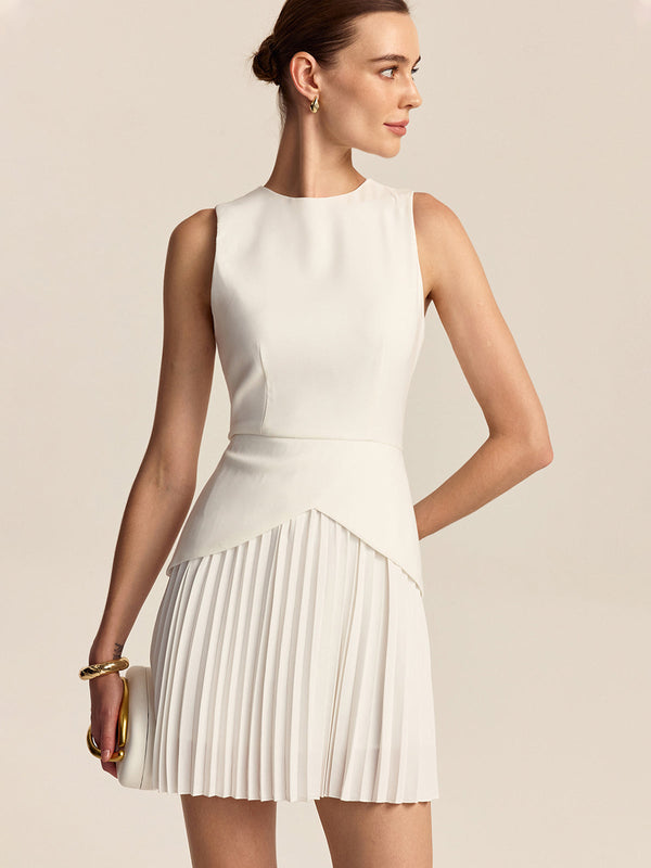 Pileli Etek Mini Elbise