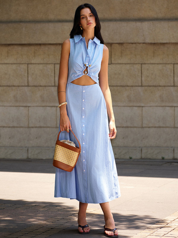 Metal Dekorlu Kesik Elbise