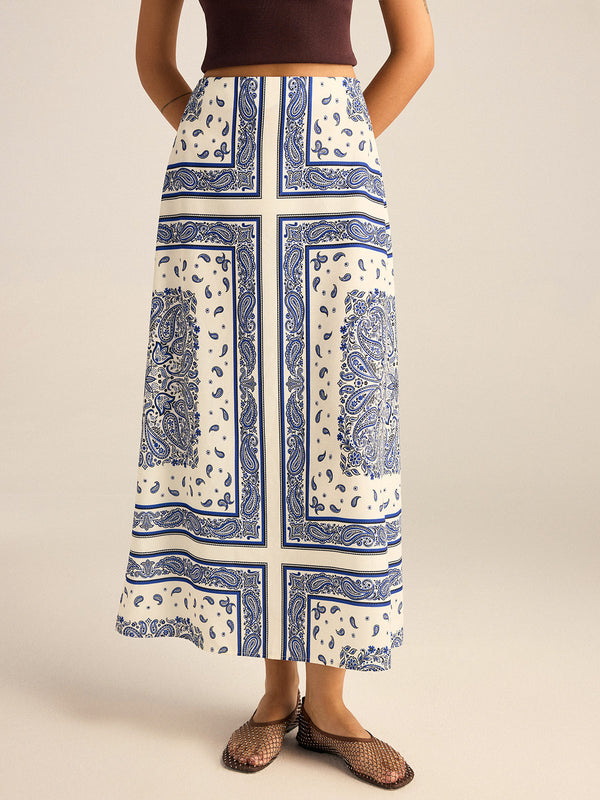 Paisley Baskılı Uzun Etek