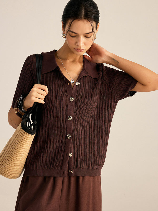 Ribana Örgü Polo Yaka Hırka