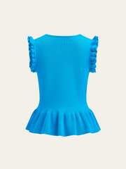 Volanlı Kollu Peplum Etek Örgü Üst