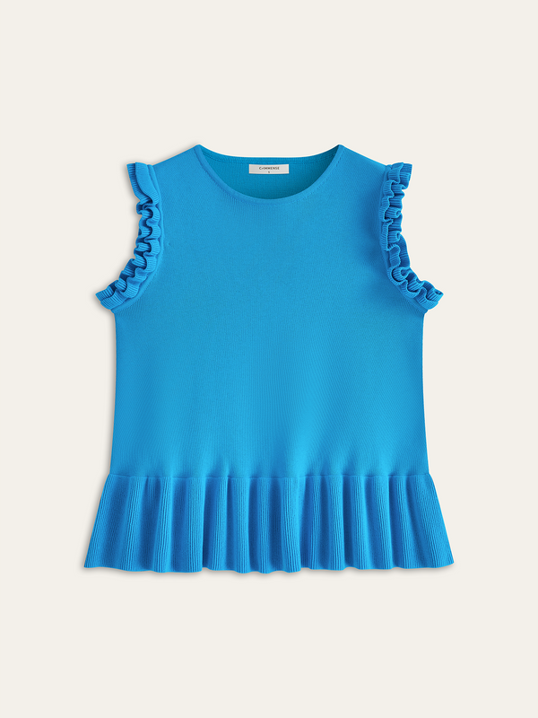 Volanlı Kollu Peplum Etek Örgü Üst