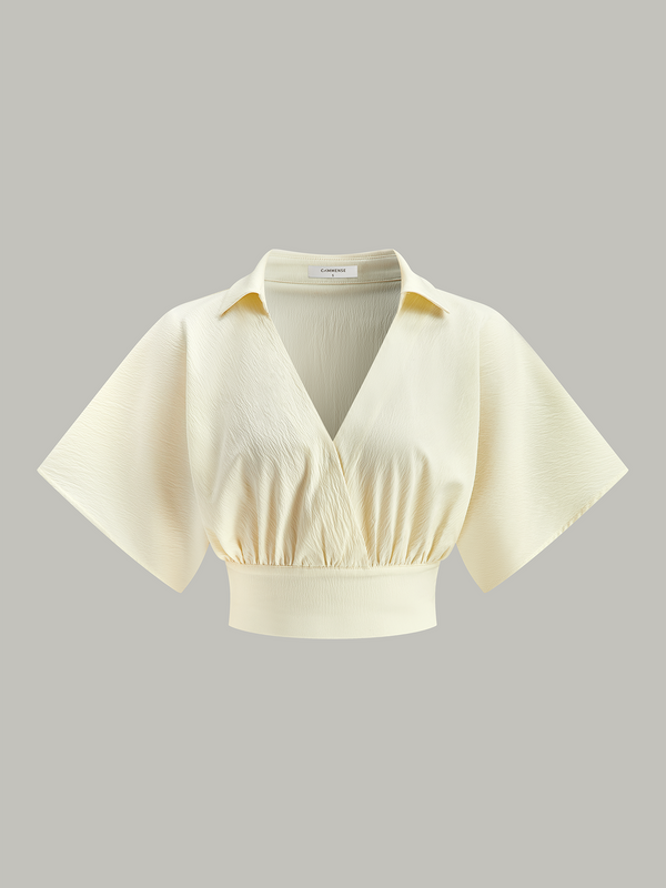 Büzgülü Kısa Kollu Yaka Üst