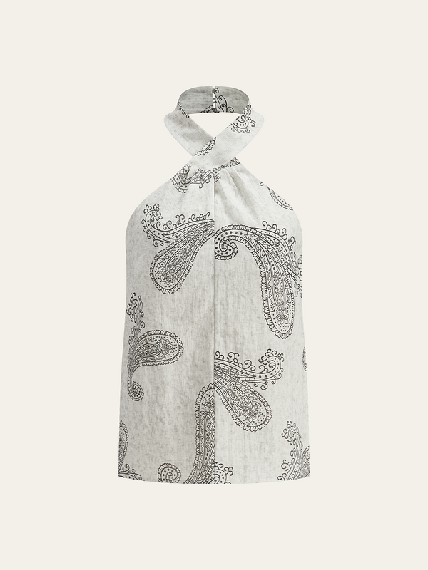 Boho Desenli Askılı Sırtı Açık Üst