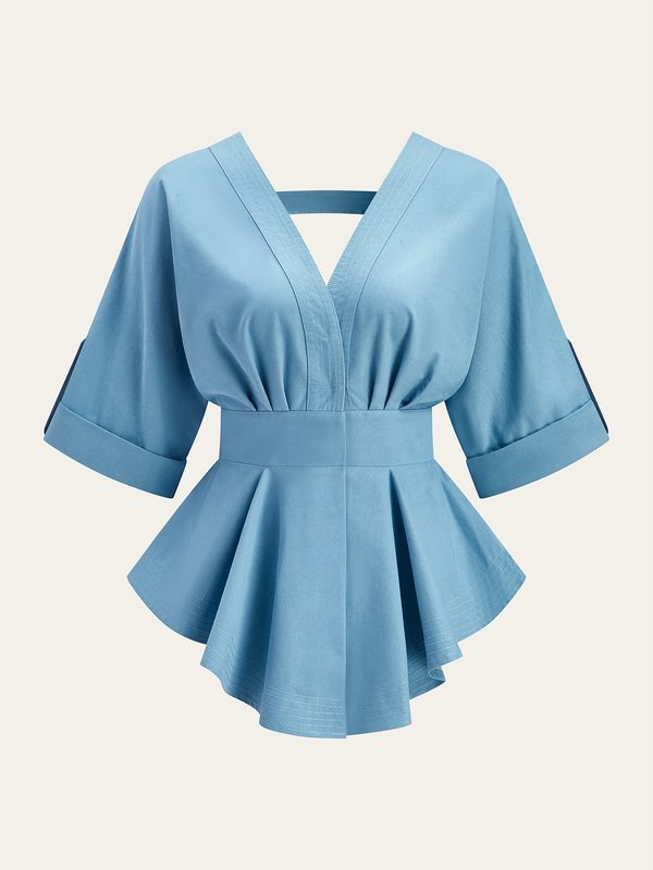V Yaka Peplum Bluz