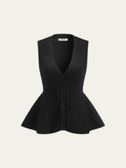 Örme Peplum Yelek Hırka