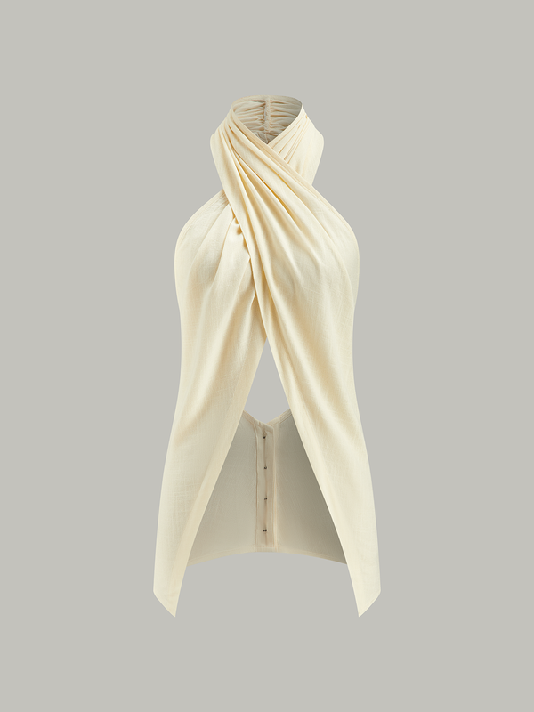 Yarı Şeffaf Çapraz Askılı Boyunluklu Üst