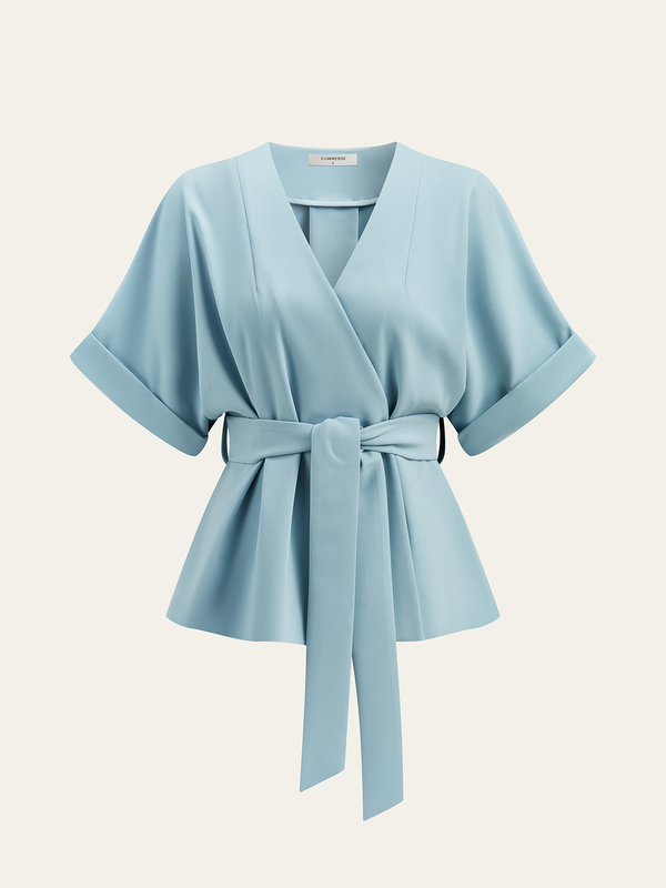 Önü Sarmalı Kemerli Bluz