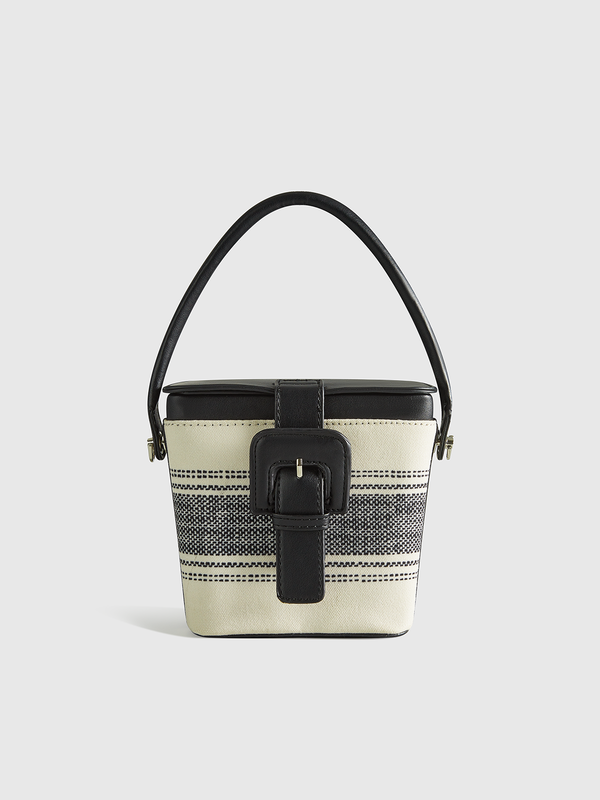 Çizgili Saplı Kutu Çanta