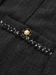 Tweed Kolsuz Düğmeli Mini Elbise