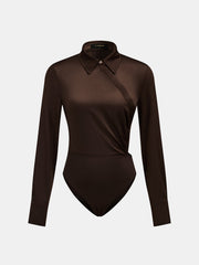 Ballanzia Saten Büzgülü Yakalı Bodysuit