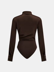 Ballanzia Saten Büzgülü Yakalı Bodysuit