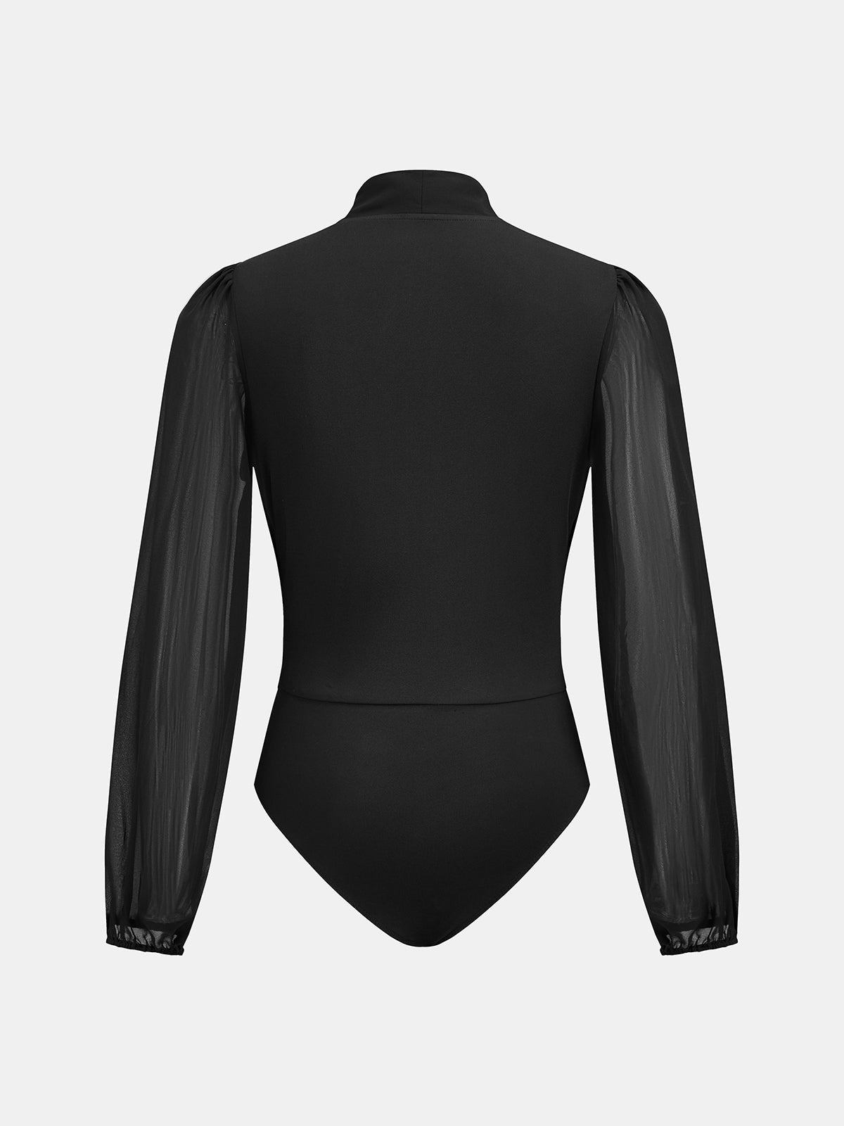 Ballanzia Kruvaze V Yaka Transparan Kollu Bodysuit