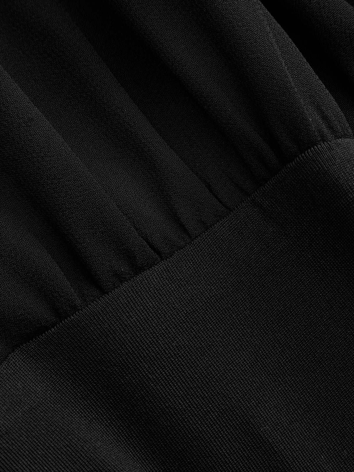 Ballanzia Kruvaze V Yaka Transparan Kollu Bodysuit