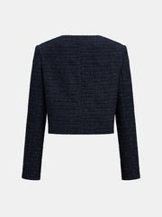 Ballanzia Işıltılı Tüvit Kruvaze Crop Ceket