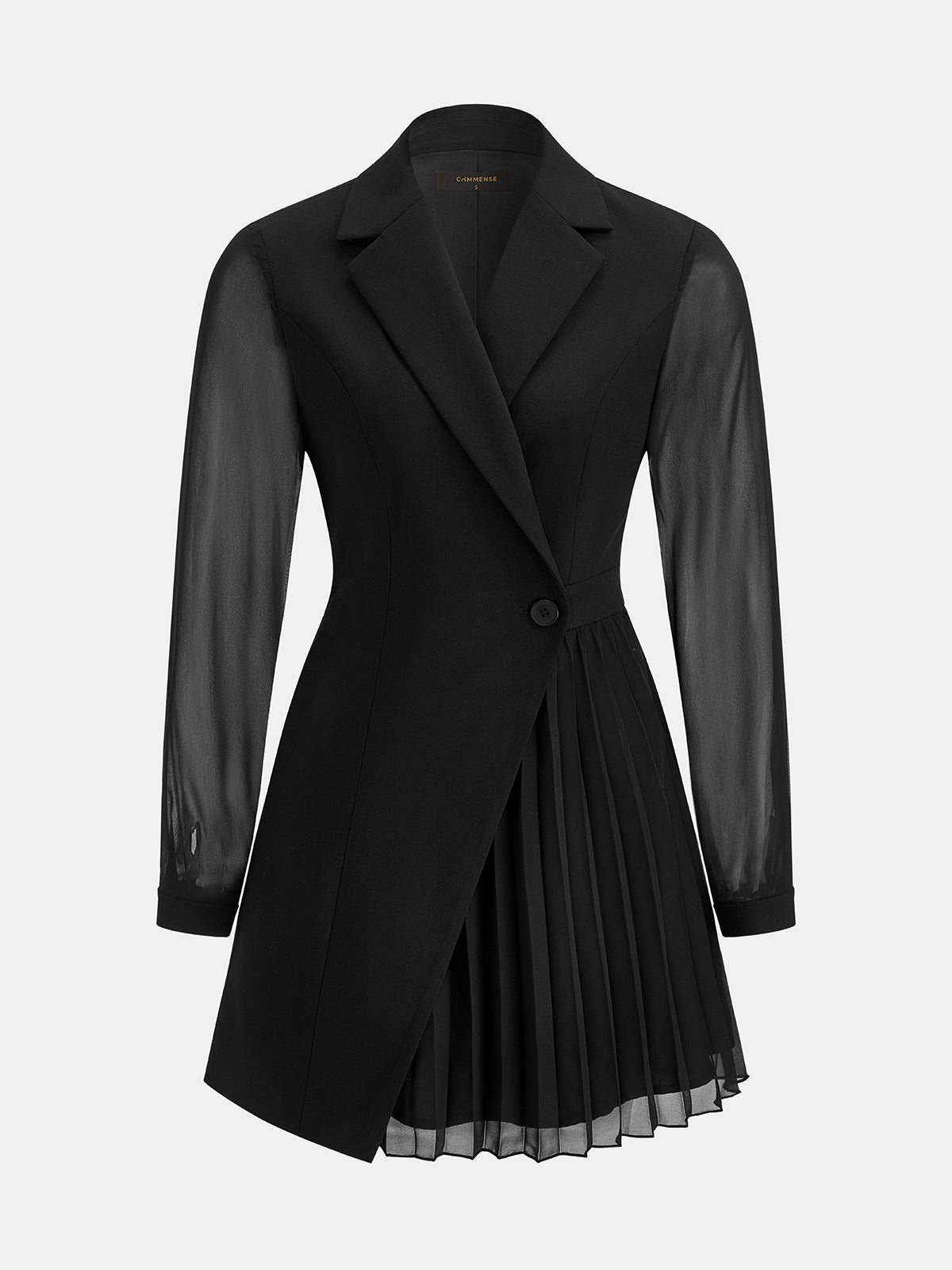 Ballanzia Transparan Kollu Pileli Blazer Elbise