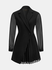 Ballanzia Transparan Kollu Pileli Blazer Elbise