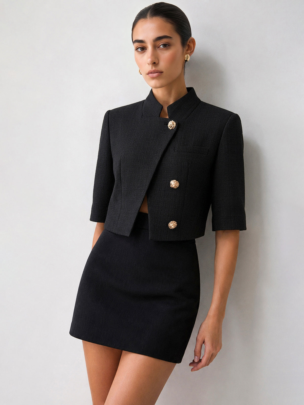 Ballanzia Dik Yakalı Metal Düğmeli Blazer