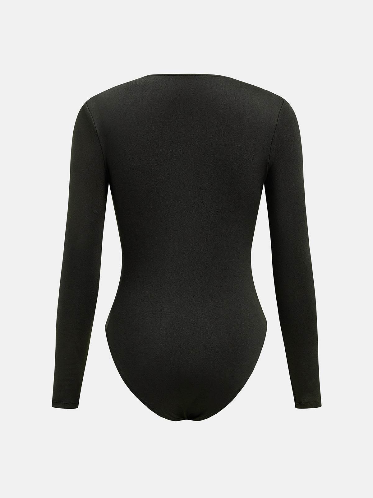 Ballanzia Çentik Detaylı Kare Yaka Uzun Kollu Bodysuit
