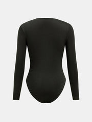 Ballanzia Çentik Detaylı Kare Yaka Uzun Kollu Bodysuit