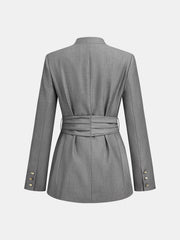Ballanzia V Yaka Kemerli Kruvaze Blazer