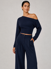 Ballanzia Düşük Omuz Crop Üst & Pantolon Takımı