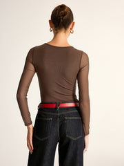 Ballanzia Drapeli File Kollu Dar Bodysuit