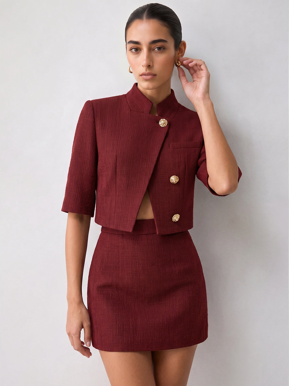 Ballanzia Dik Yakalı Metal Düğmeli Blazer