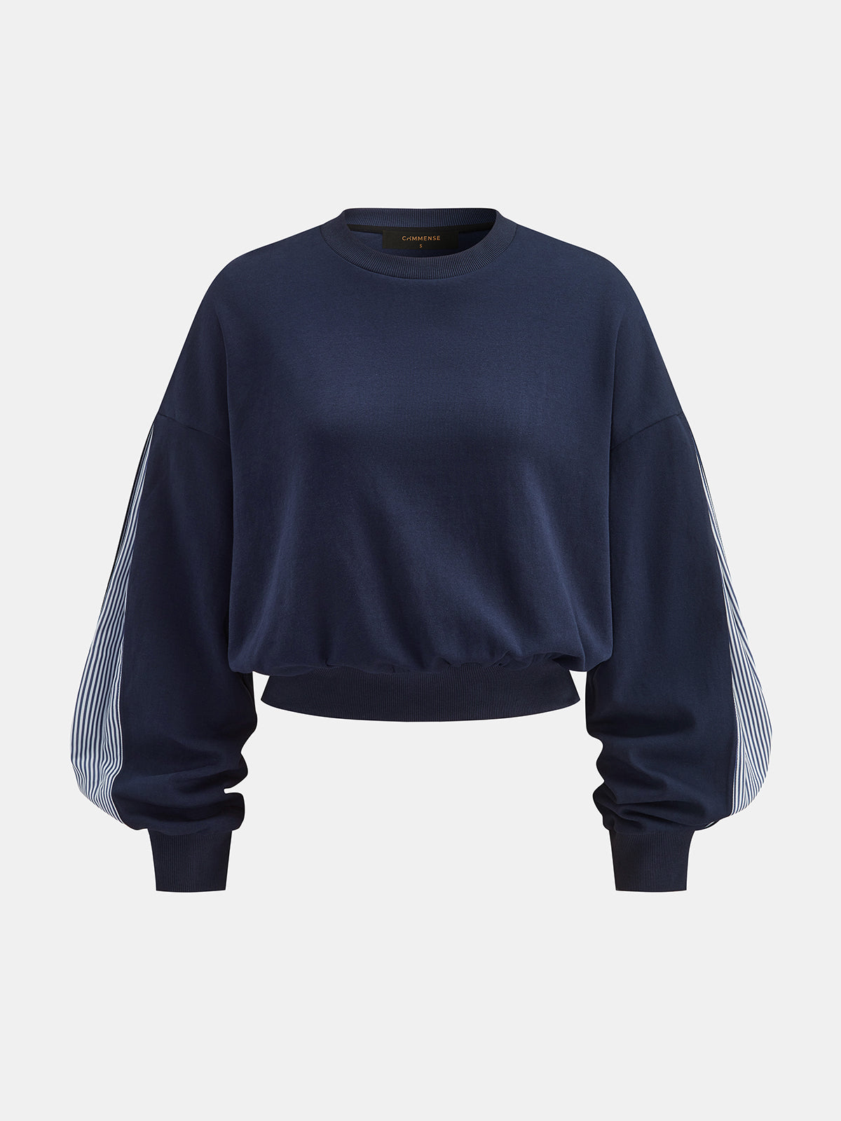Ballanzia Çizgili Panel Kollu Düşük Omuz Sweatshirt