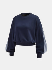 Ballanzia Çizgili Panel Kollu Düşük Omuz Sweatshirt