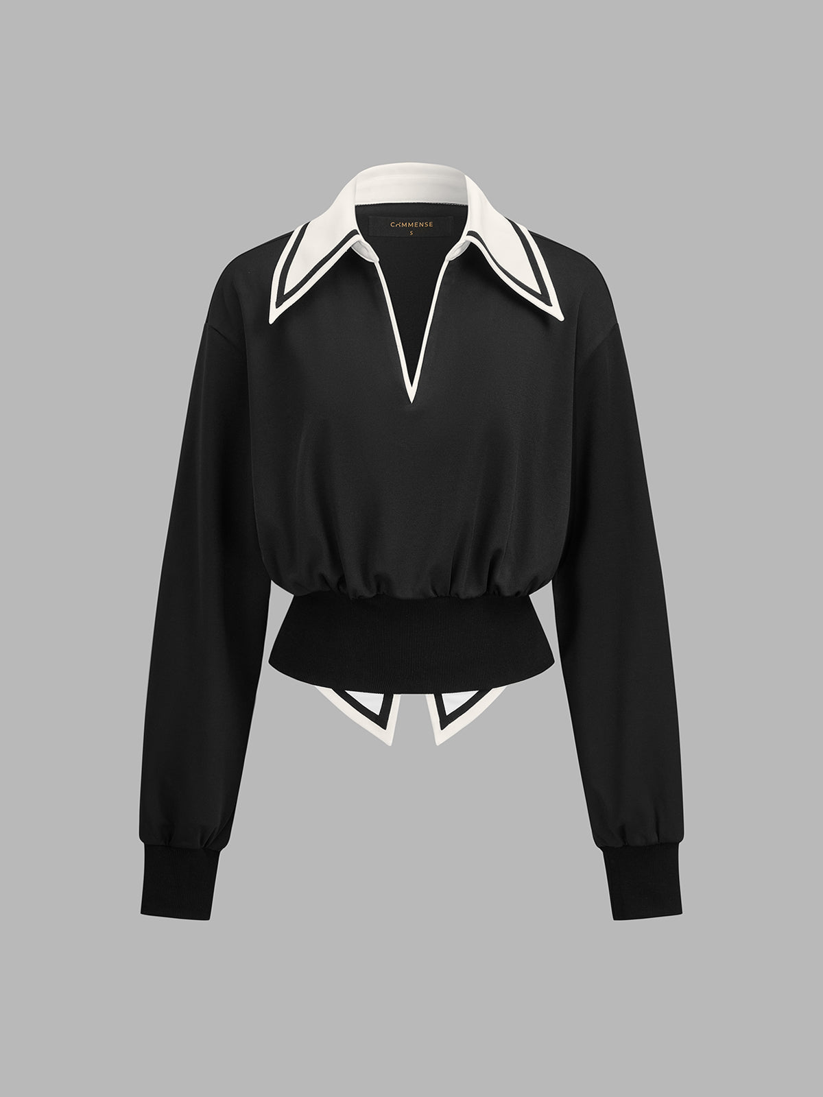 Ballanzia Kontrast Yakalı Crop Bluz