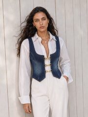 Ballanzia At Gemi Detaylı Denim Yelek