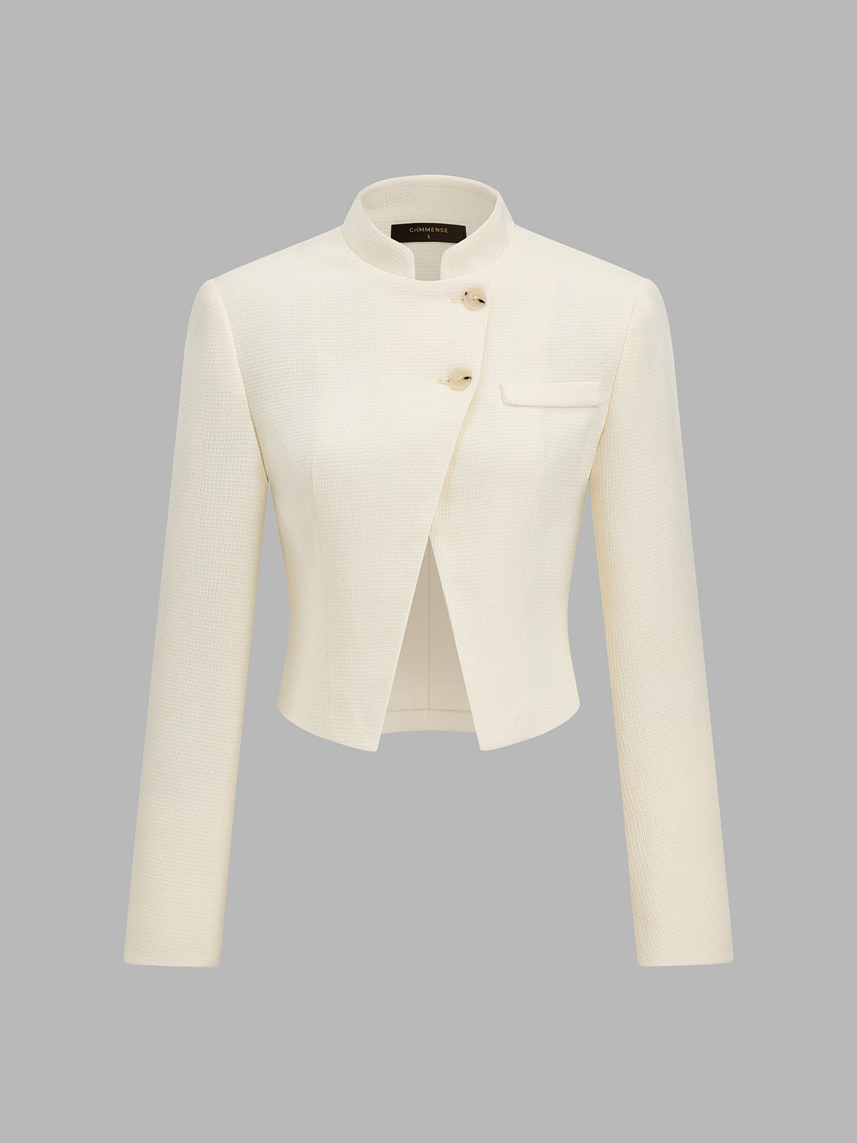 Ballanzia Hakim Yakalı Asimetrik Düğmeli Crop Blazer