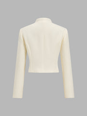 Ballanzia Hakim Yakalı Asimetrik Düğmeli Crop Blazer