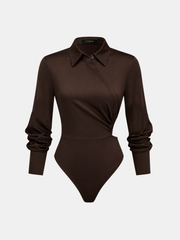 Ballanzia Saten Büzgülü Yakalı Bodysuit