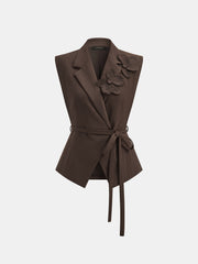 Ballanzia 3D Çiçek Detaylı Kolsuz Blazer & Pantolon Takımı