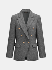Ballanzia Balıksırtı Kruvaze Yün Karışımlı Blazer
