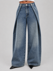 Ballanzia Katman Detaylı Geniş Paça Denim Pantolon