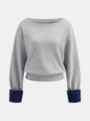 Ballanzia İki Kullanımlı Denim Manşetli Düşük Omuz Sweatshirt