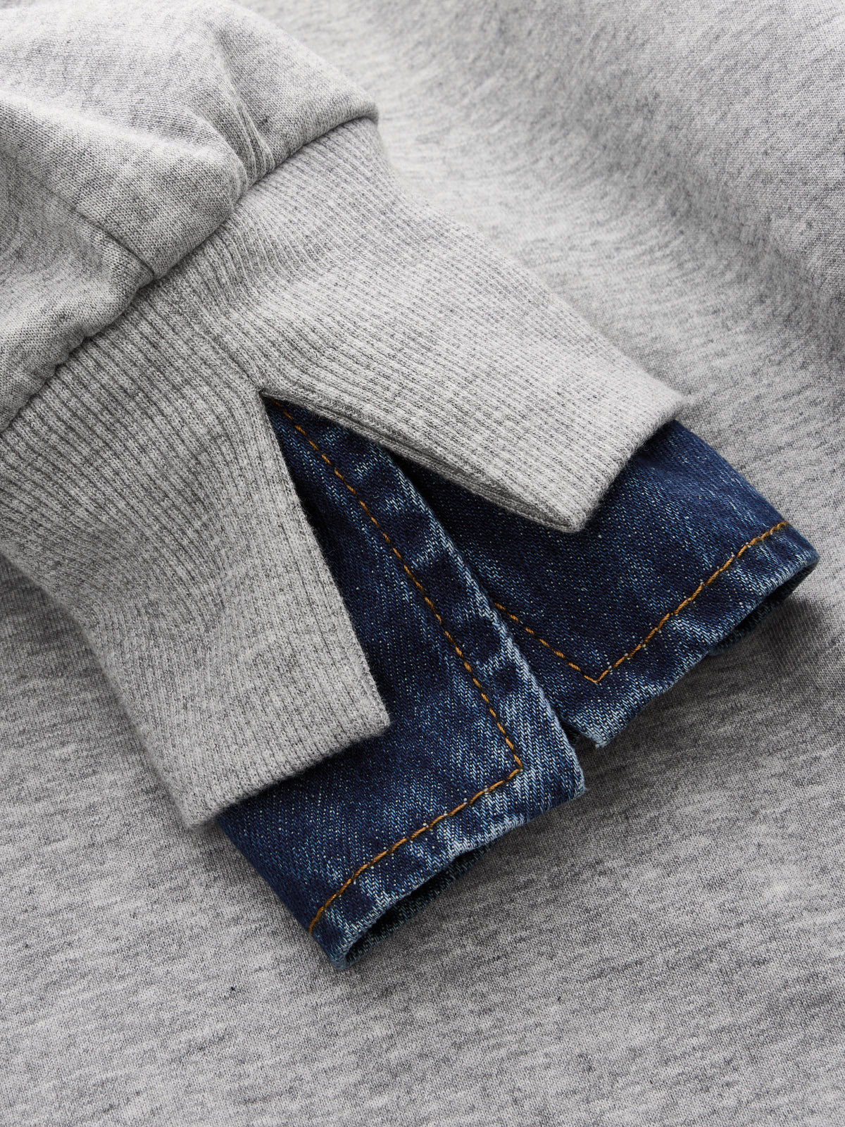 Ballanzia İki Kullanımlı Denim Manşetli Düşük Omuz Sweatshirt